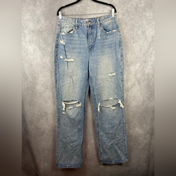 Flying Monkey Pants - Flying Monkey Women's Distressed High Waist Dad Jeans Waist 30